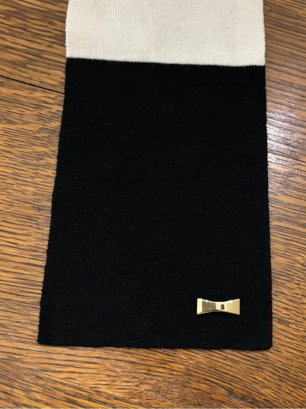 Kate Spade New York Black White Striped Colorblock Extra Long Scarf